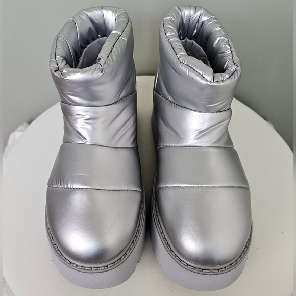 Portland Boot Company Women's Metallic Puffer Cozy Booties in Silver - Picture 11 of 13